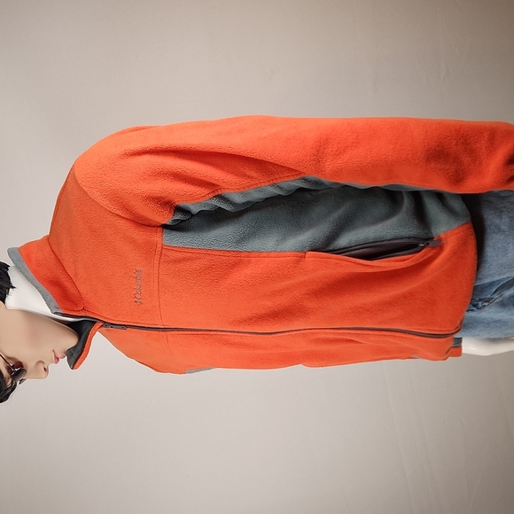 Columbia Full zip fleece jacket Size L Orange/Grey - Picture 8 of 17